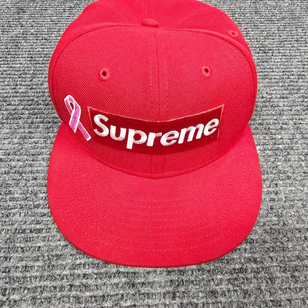 Supreme Breast Cancer Awareness Box Logo New Era Fitted Hat Red 7 3/8 FW25